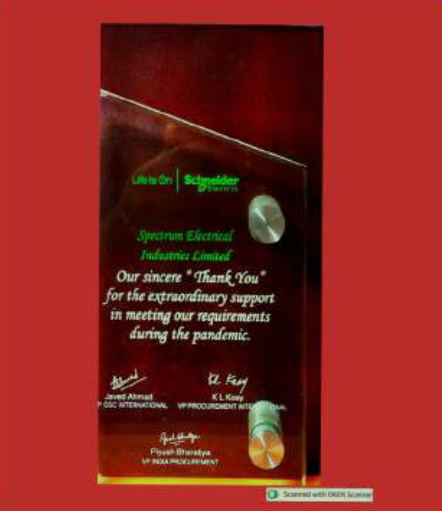 Special Initiative Award By Schneider Electric